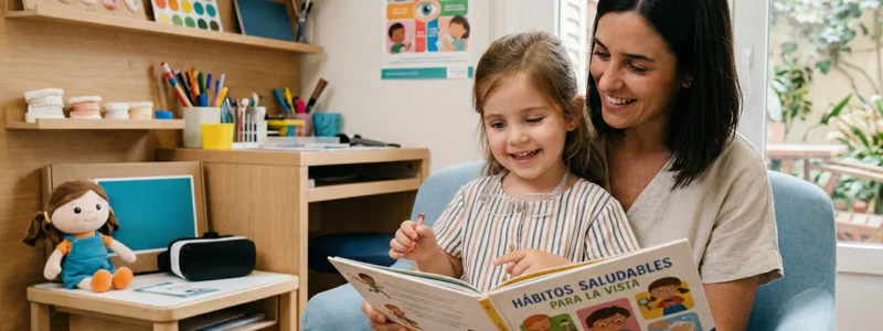 Una niña con su madre leyendo un libro para mejorar su hábitos saludables